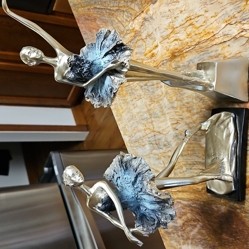 Elegant Silver and Blue Ballerina Ballet Dancer Figurine - Picture 3 of 3